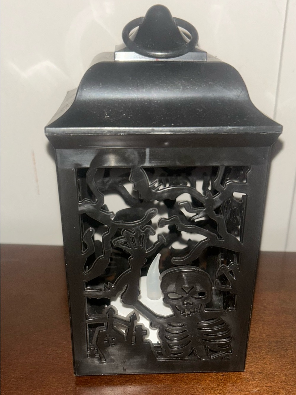 Black Halloween Skeleton Lantern -